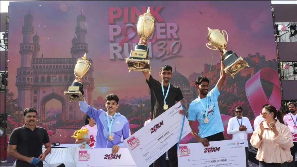 Ramabai participating in the Pink Run event in Telangana